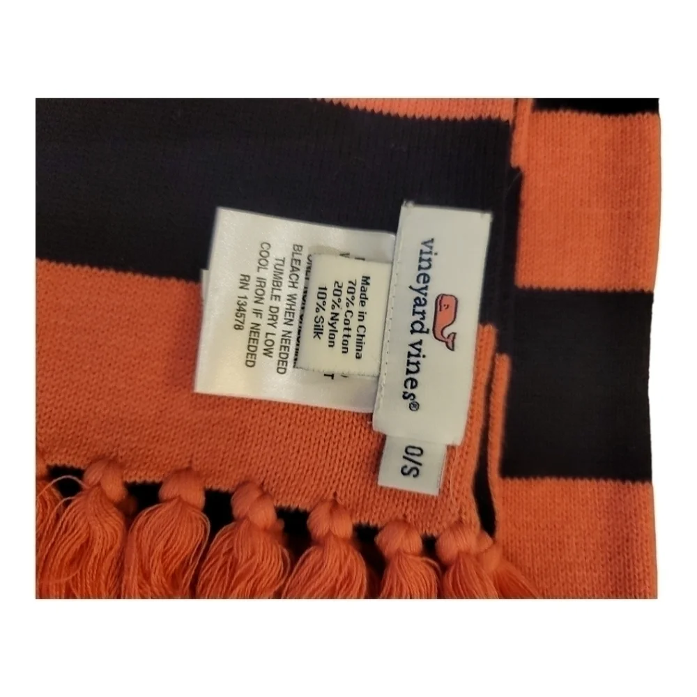 Vineyard Vines Blue And Pink Cotton & Silk Blend Striped Whale Scarf - Size OS